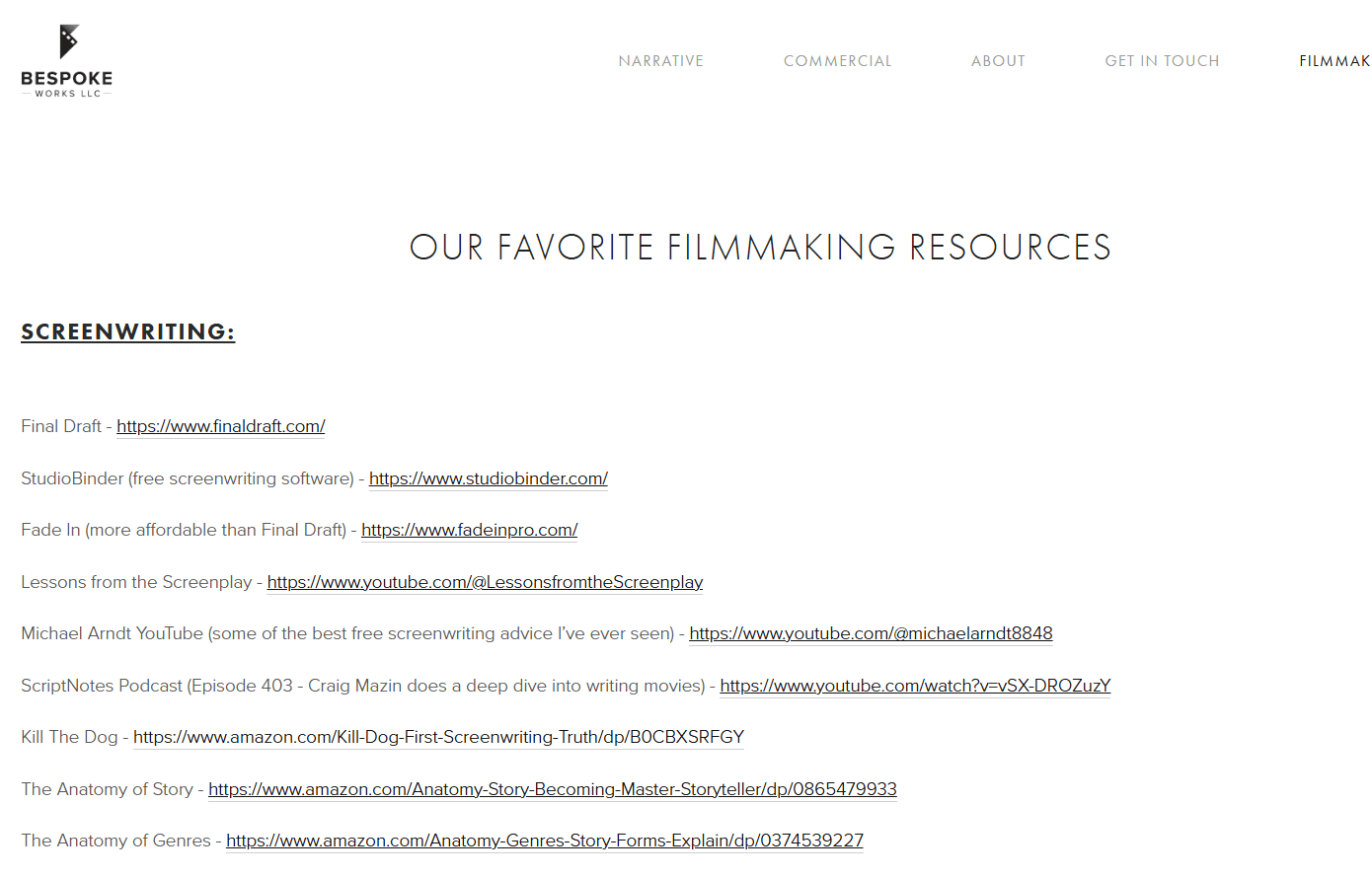 Filmmaking Resources
